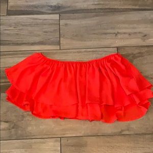 Red  Ruffled Crop Top